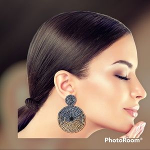 Silver Beaded Earrings